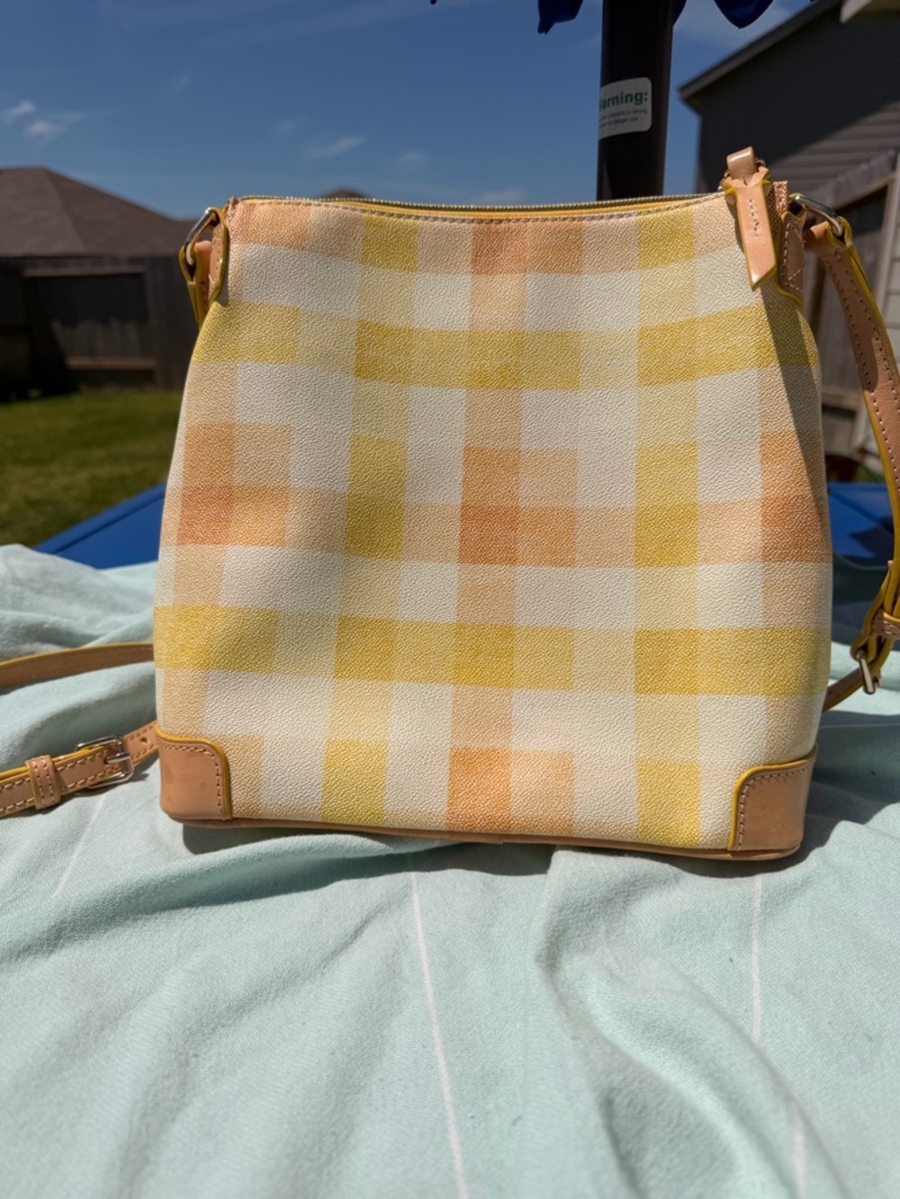 Dooney & Bourke Quadretto Check Yellow Crossbody - Picture 2 of 6